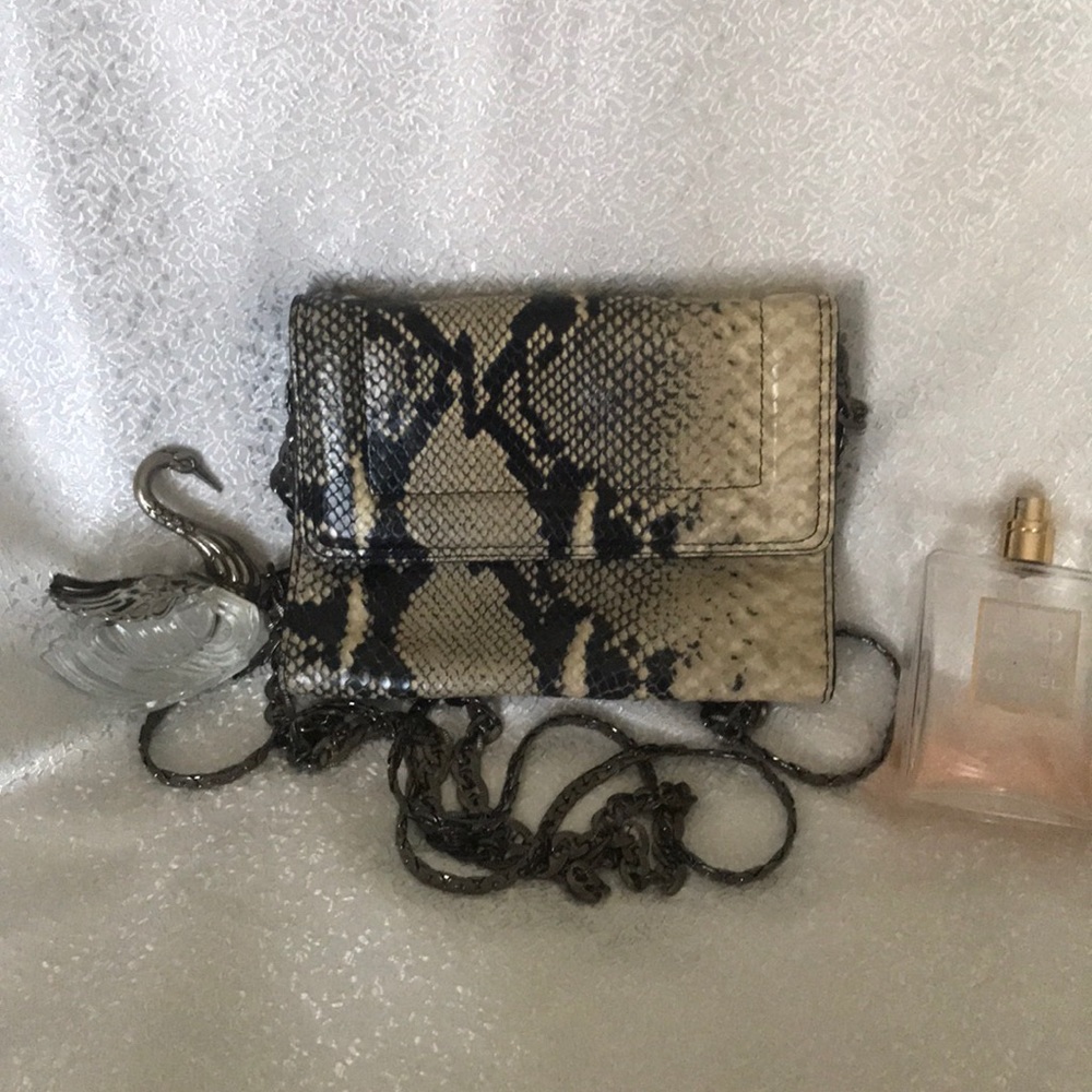 Club Monaco snake skin mini cross body bag